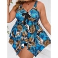 thumbnail image 6 of Lopeceal Tankini Plus Size Swimsuit For Women Floral Print Ruched Tie Tummy Control Asymmetrical Hem And Solid Shorts, 6 of 8