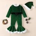 thumbnail image 4 of SYNPOS Toddler Baby Girls Velvet Flare Jumpsuit+Hat Chiristmas Santa Claus Outfit, 4 of 10