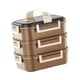 thumbnail image 5 of Fiambrera de acero inoxidable, recipiente para alimentos, recipiente hermético con 2 compartimentos, caja de embalaje, caja Bento para viajes, marrón, 5 of 9