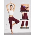thumbnail image 4 of baleaf Women's 21" Capri Pants with Pockets, High Waist – Tummy Control Yoga Leggings for Summer Workout Wine Red XXXL, 4 of 6