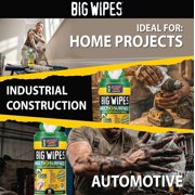 Big Wipes Heavy Duty Multi-Surface Cleaning Wipes, Pre-Moistened Cloths for Hands, Tools, and Surfaces, 80 Count Canister