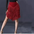 thumbnail image 5 of Mambo Paso Doble Quickstep Dance Routine Skirt Fringe Split Burgundy, 5 of 5