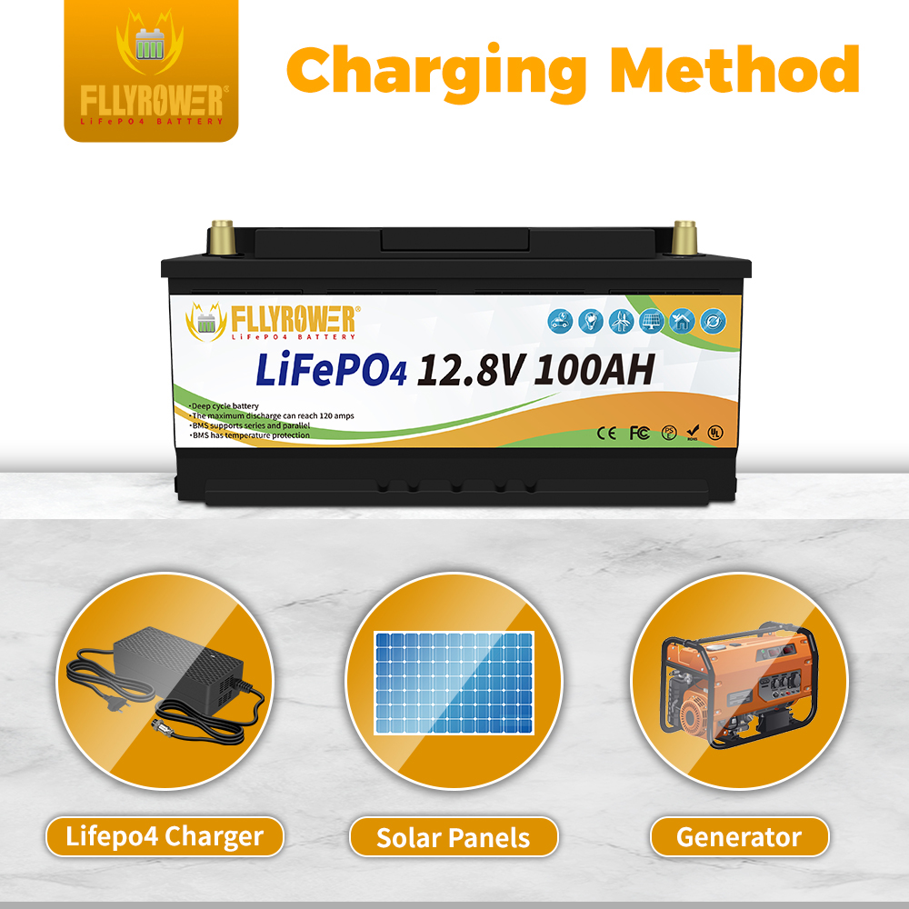 FLLYROWER LiFePO4 12V Vehicle Battery, Top Post for Golf Carts RVs