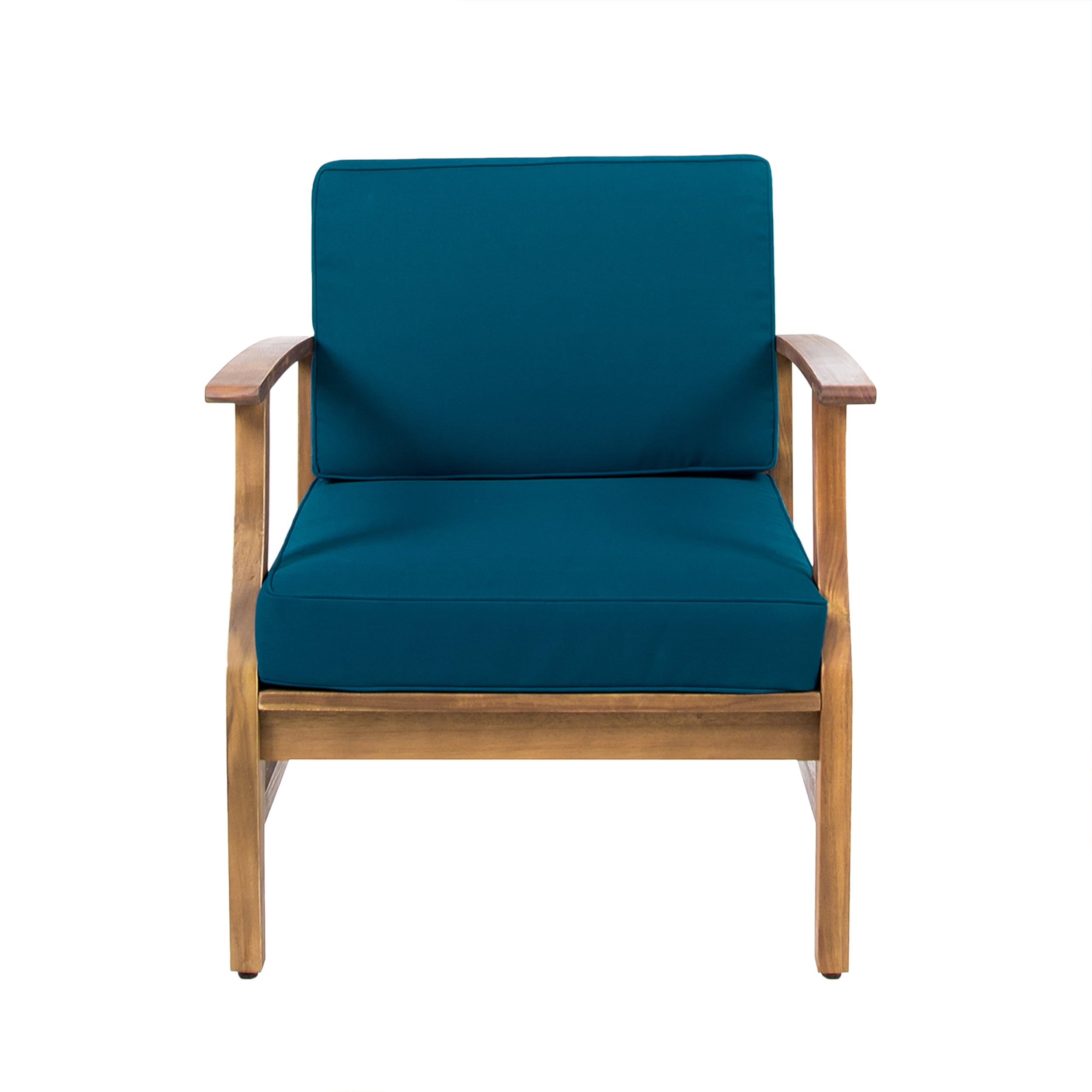 Giancarlo Acacia Wood Outdoor Club Chair, Teak, Blue