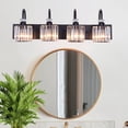 thumbnail image 6 of KPIBEST 4-Light Iron + Crystal Vanity Lights with Glass Shade, 6 of 9
