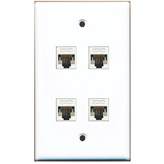 RiteAV - 4 Port Cat5e Female-Female Wall Plate White