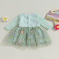 thumbnail image 2 of AMERTEER Fille Automne Robe Manches Longues Col Rond Dentelle Florale Robe Enfants Tulle Robe, 2 of 6