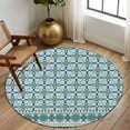 thumbnail image 2 of Large Round Rug 8Ft Washable Non-Slip, Blue Flowers Circle Area Rugs for Living Room Bedroom, Farmhouse Country Abstract Floral Patterned Indoor Floor Mats Carpet Runner for Home Decor, 2 of 8