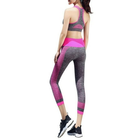 Stretch Set - Women Sports Workout Yoga Two Piece Sets Wire Free Sports Bra & High Waist Stretch Capri Legging Pants