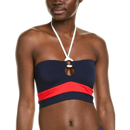 Robin Piccone womens Babe Bandeau Bikini Top  l  Blue