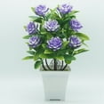 thumbnail image 2 of Flor artificial en maceta, simulación de planta en maceta, decoración para el hogar y la Oficina (púrpura), 2 of 7