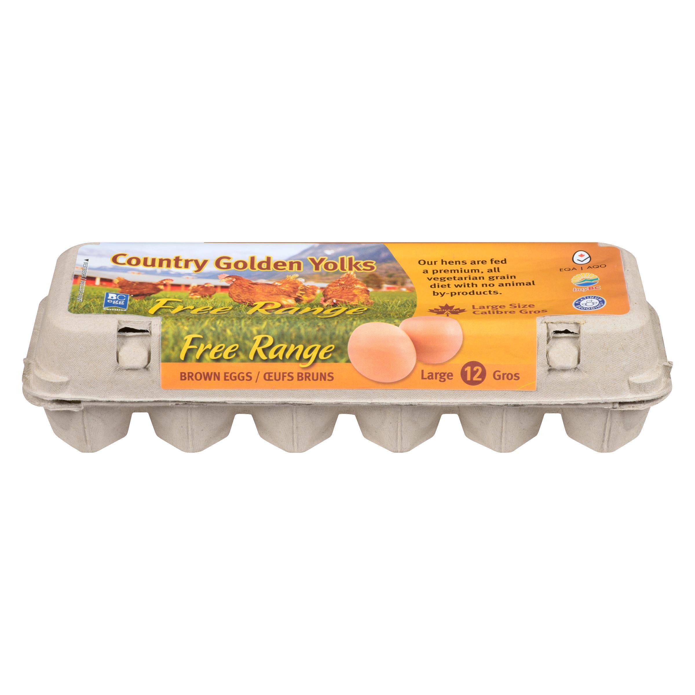 Country Golden Yolks Free Range Eggs, 12 count