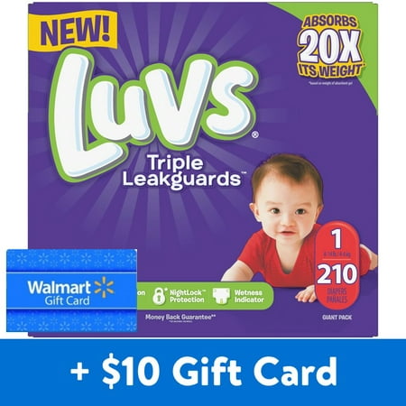 [Save $10] Buy 2 Luvs Triple Leakguards Diapers, Size 1, 504 Total Diapers, with Free $10 Gift