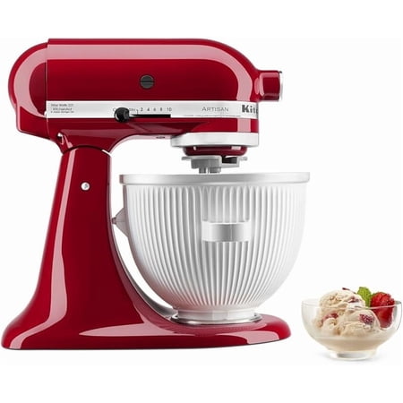 Ice Cream Maker Attachment for Stand Mixer, 2 Quart, KSMICM, White