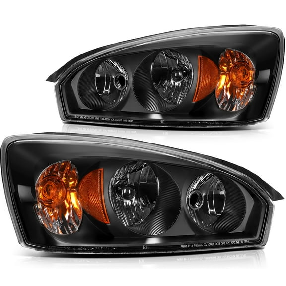 AUTOMUTO Headlights Assembly GM2502235 GM2503235 15851373 Black Housing Amber Reflector Clear Lens Headlights Replacement For Chevrolet For Malibu 2004-2008