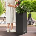 thumbnail image 3 of WORTH 30'' H Metal Steel Planter, Indoor Outdoor Wide Rectangle Planter, Metal Pedestal Tall Planter, Modern Design for Plants, Flowers Gardening Patio Living Room Courtyard, Weatherproof - Black, 3 of 7