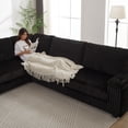 thumbnail image 2 of 110-Inch Oversized Corduroy Corner Sofa,L Shaped Corner Couch with two storage spaces,USB port & T-pyce port and Cup-holder , Deep Seat Comfy Upholstered Couches for Living Room(Not freely combinable), 2 of 9