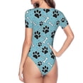 thumbnail image 4 of The Xecao Cute Dog Footprints Women's Crew Neck Body Suit, a short-sleeved bodysuit and basic swimsuit, both comfort and style for dating and daily life, 4 of 9