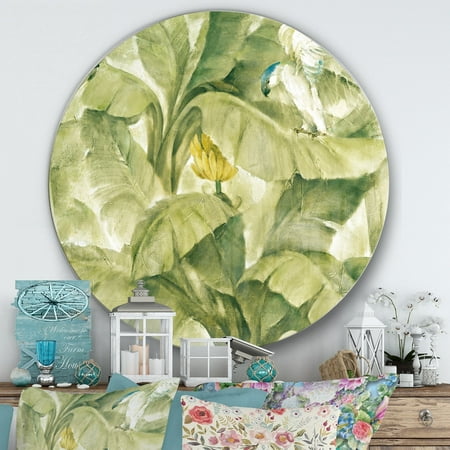 - DESIGN ART Designart 'Tropical Canopy II Green' Farmhouse Metal Circle Wall Art