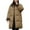 Khaki, variant on Women's Mid-Length Puffer Coat, Lapel Collar Thickened Winter Jacket, Quilted Cotton Filled Coat, Loose Fit Casual Parka, Warm Long Sleeve Coat Black M