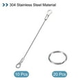 thumbnail image 3 of Stainless Steel Lanyard Cable 1.5mmx10cm, 10 Pack Eyelets Ended Security Wire Rope with 20 Pack Key Ring, 3 of 6