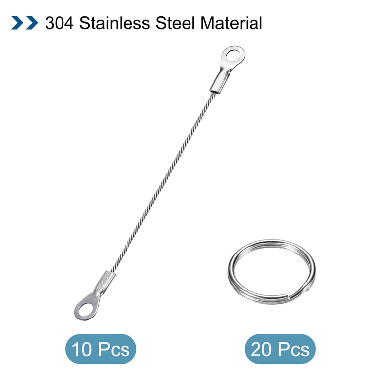 YOKIVE 4 Pcs Stainless Steel Lanyard Cables, Eyelets Ended Security YOKIVE 4 Pcs Stainless Steel Lanyard Cables, Eyelets Ended Security