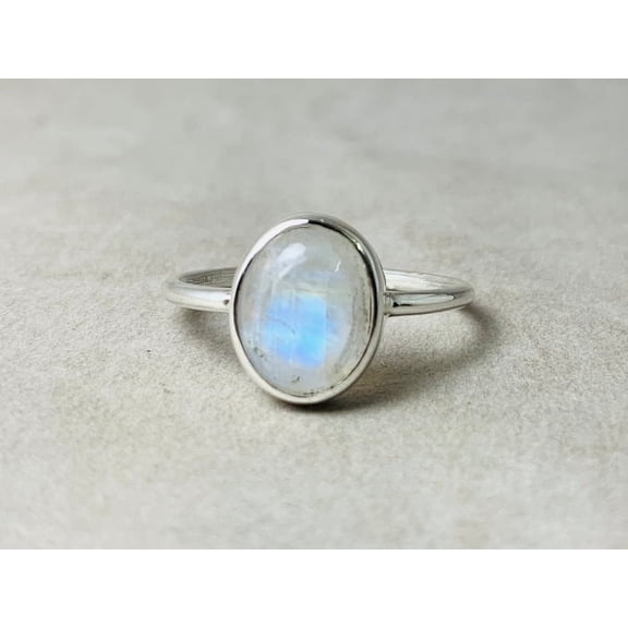 Heaven Crafts Tiny Rainbow Moonstone Ring 925 Sterling Silver Handmade Dainty Stackable Ring Gift For Her