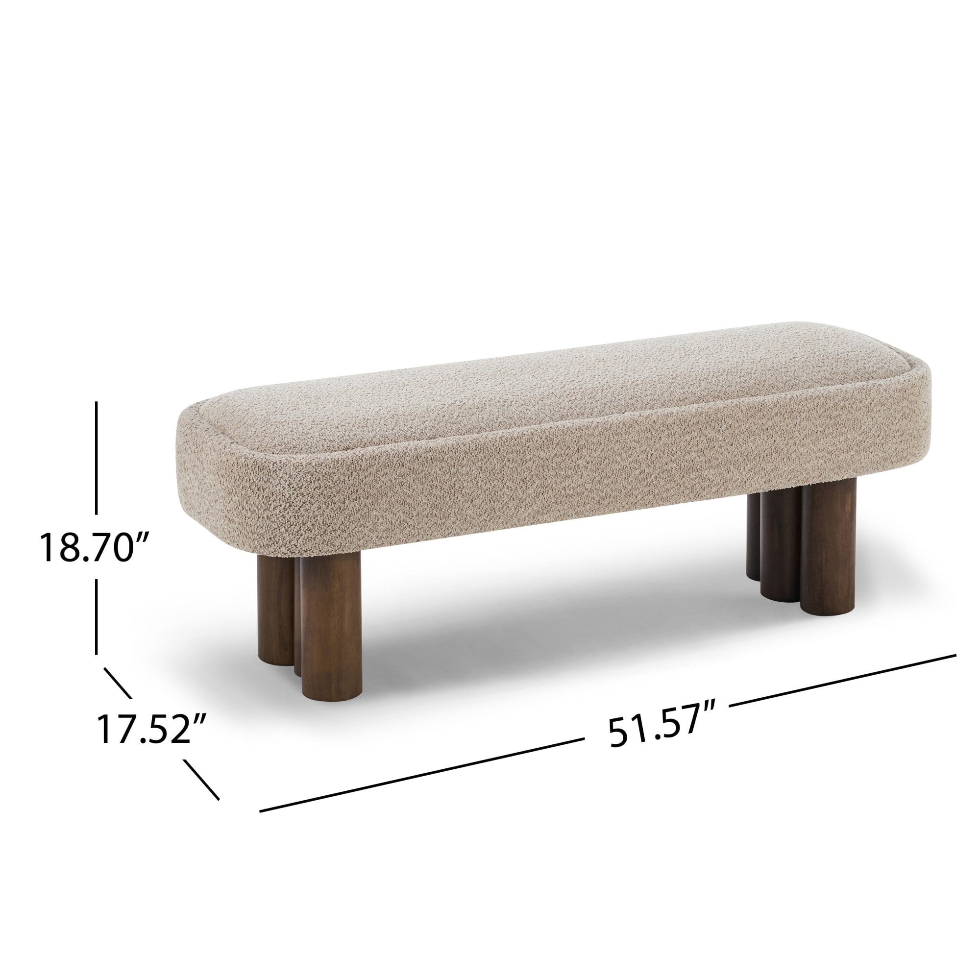 Sailvan 51.57" Boucle Dining Bench,Upholstered Kitchen Seating with Walnut Legs,Modern Indoor Bench for Entryway and Living Room khaki
