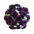 thumbnail image 1 of Artificial Flowers Fake Flowers Decor 18Head Artificial Silk Roses Flowers Bridal Bouquet Rose Home Wedding Decor E, 1 of 3