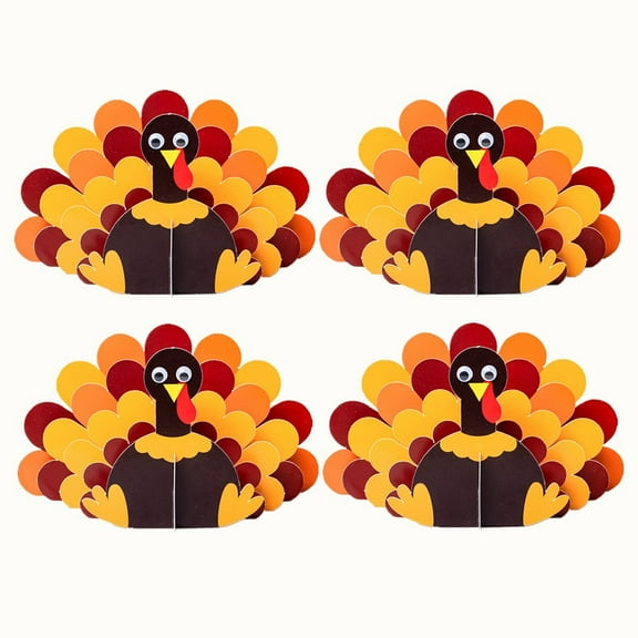 Masteelf Colorful 3D Paper Turkey Ornaments for Thanksgiving Day Decor Ideal for Party Use and Home Decoration Multi