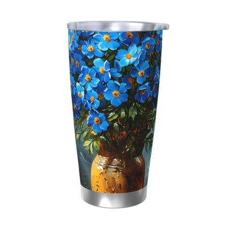 

Coaee Mountain Blue Flowers Vase for 20oz Insulated Kettle Water Bottle For Running Hiking Cycling Climbing Men S Woman Insulated Water Bottle-Without Straw