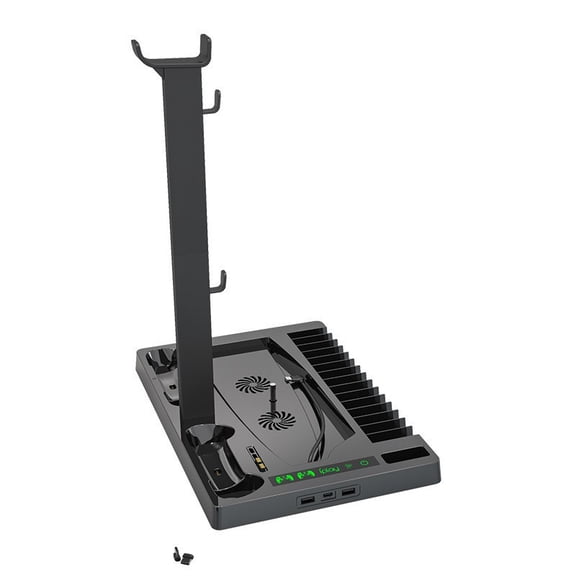 IPLAY 5-in-1 PS5 Multifunctional Cooling Stand - Dual Controller Charging Dock   Game Disc Storage   Headset Holder, 3-Speed Turbo Fans, LED Indicators | PS5 Accessories (Fits Slim/Standard/Pro)