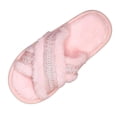 thumbnail image 2 of Miqool Womens Criss Cross Plush Fuzzy House Slippers Soft Footbed Open Toe Memory Foam Flat Slip On Cozy Slides, 2 of 5