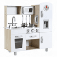 thumbnail image 3 of TLSUNNY Kids Play Kitchen Set, Toddler Wooden Kitchen Playset,Toy Kitchen with Telephone, Sink, Utensils for 3+, White, 3 of 9