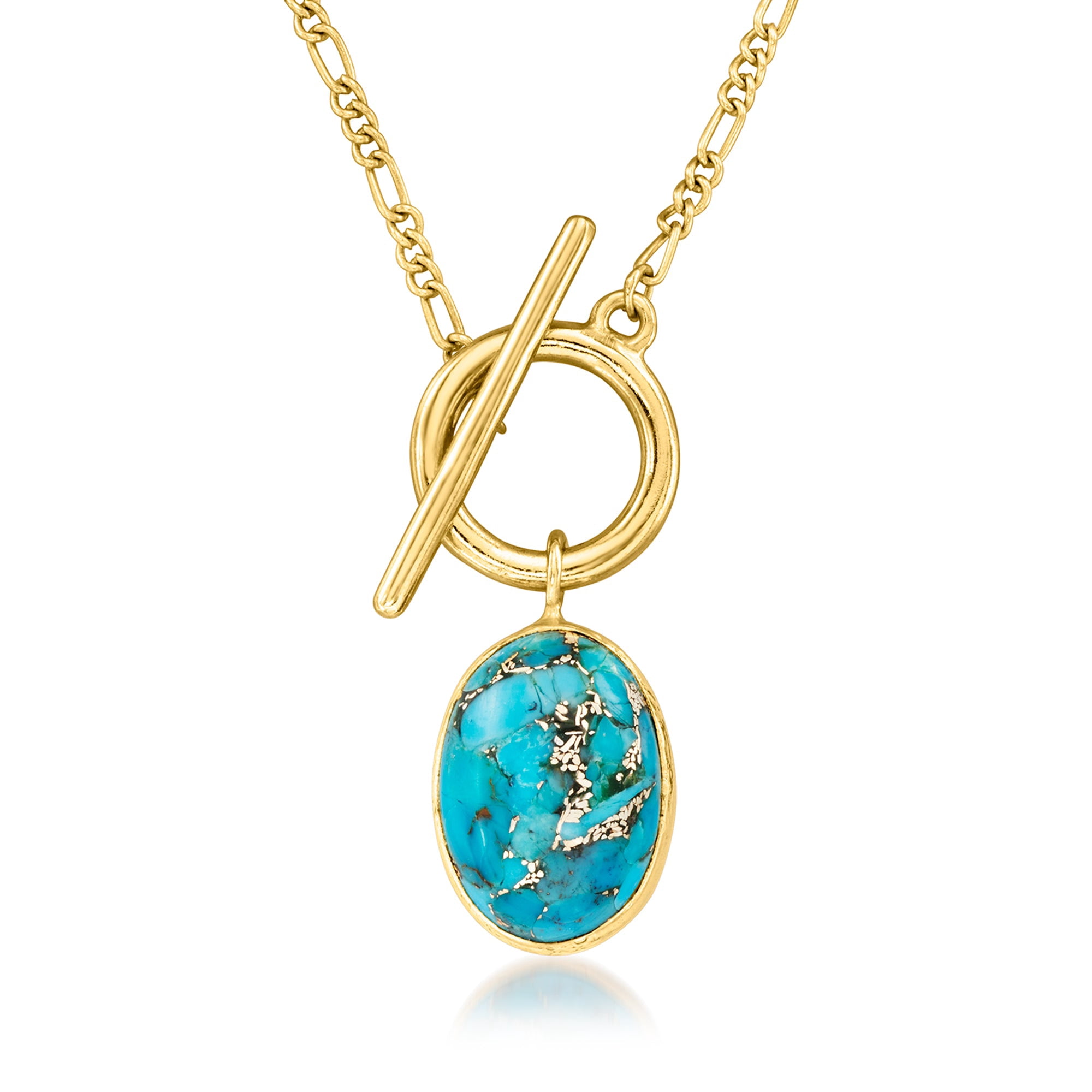 Ross-Simons Turquoise Toggle Necklace in 18kt Gold Over Sterling, Women's, Adult