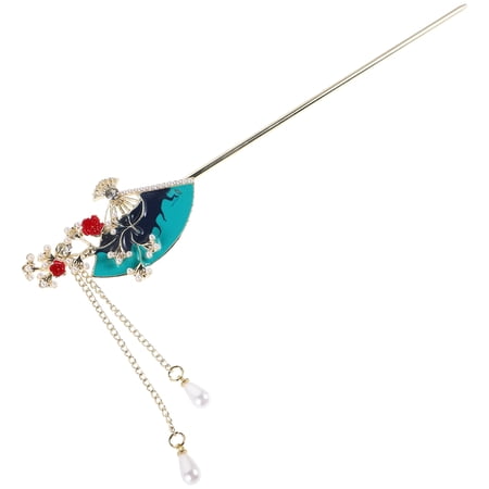 COOPHYA Fan Shaped Chinese Hair Chopsticks with Tassel for Traditional Hair Decoration