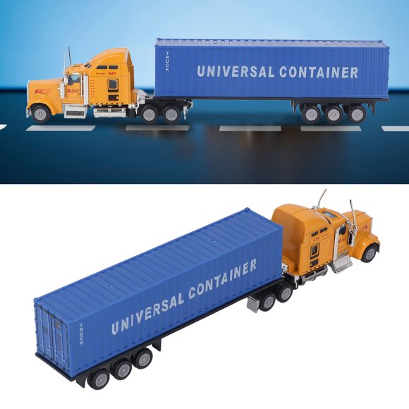 Container Truck Toy, 1:65 Simulated Gift Vivid Tractor Trailer Toy Model for Boys for School