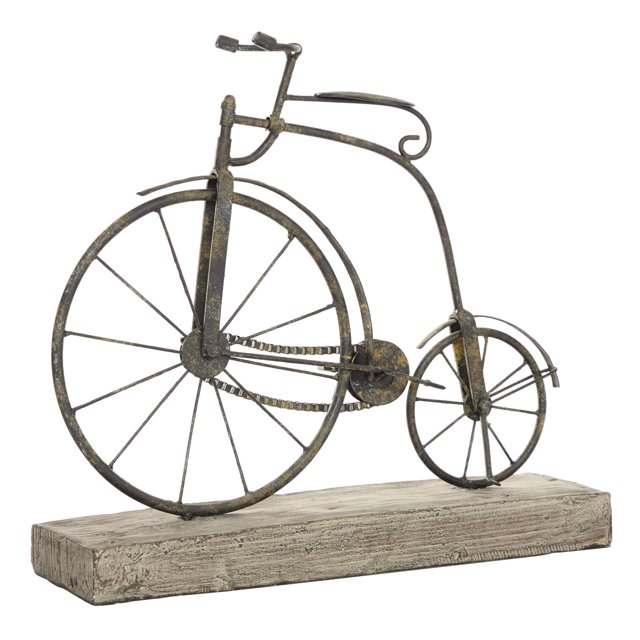 Bicicleta Deco 79 De Madera Y Metal, 16 Por 14 Pulgadas, Color Negro
