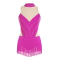 thumbnail image 3 of Sholeno Womens Sleeveless Tassel Fringe Latin Leotard Tango Chacha Bodysuit Figure Skating Dress Hot Pink M, 3 of 5