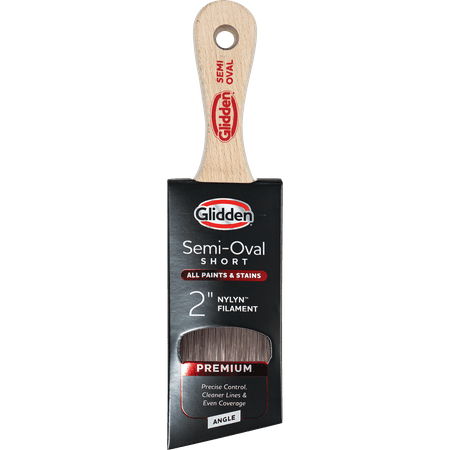 Glidden Semi-Oval Paint Brush with Shortcut Wood Handle, Angled Sash, 2 inch
