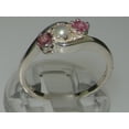 thumbnail image 2 of LBG British Made 18k White Gold Cultured Pearl & Pink Tourmaline Womens Trilogy Ring - 33 size options - Size 4.5, 2 of 6