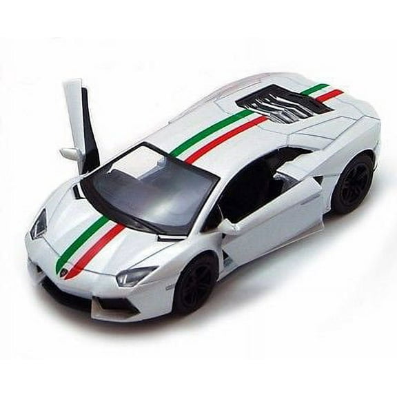 5" Kinsmart Lamborghini Aventador LP700-4 Stripes Diecast Toy Car 1:38 White