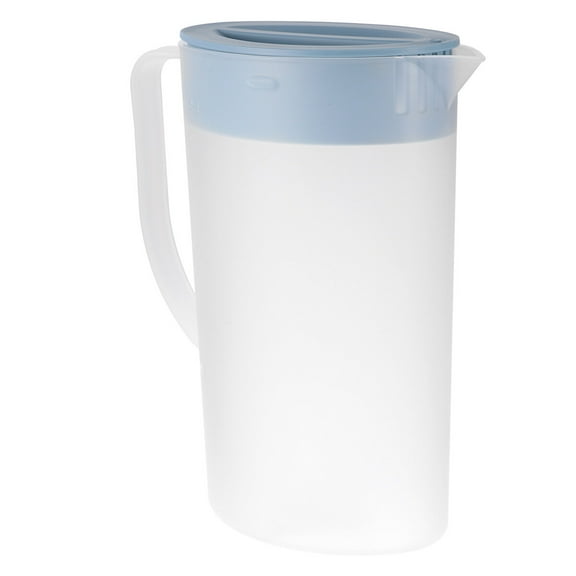 Water Pitcher With Scale 1.6L Plastic Beverage Kettle Heat Resistant Cold Water Jug Juice Pitcher with Lid (Blue)