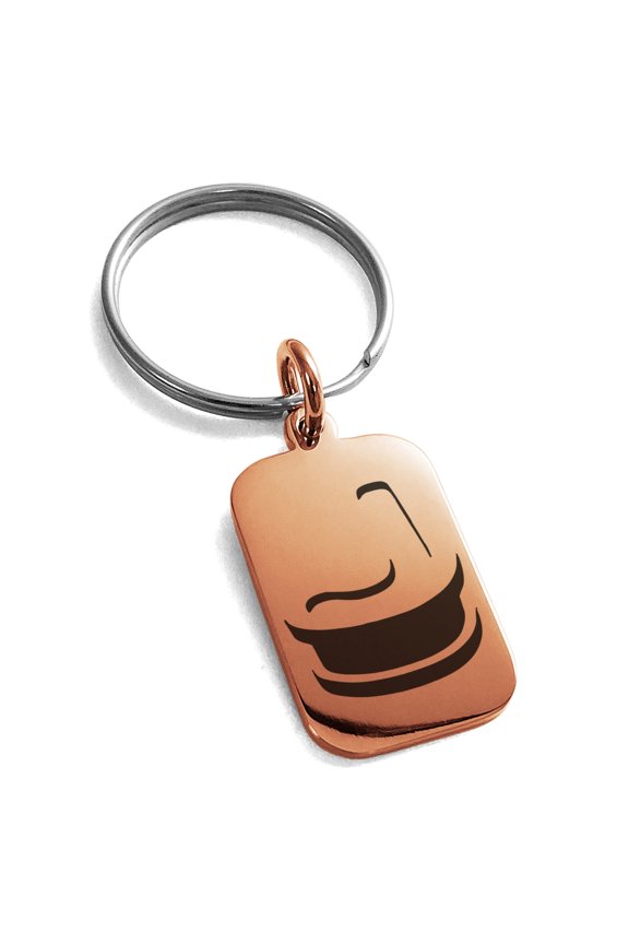 Stainless Steel Letter J Initial 3D Monogram Engraved Small Rectangle Dog Tag Charm Keychain Keyring