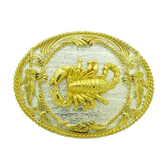 Gold Silver Scorpion Belt Buckle Two-Tone Metal Unisex Cowboy Cowgirl Western Texas Rodeo Style