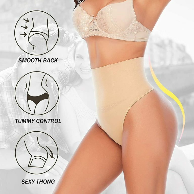 2 Pack Women's High Waist Tummy Control Shapewear Waist Cincher Girdle  Thong Panties Hip Lifter Seamless Body Shaper Underwear