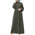 thumbnail image 1 of Felwors Robe Décontractée Unie pour Femmes Col en V à Boutons Manches Longues Robe Longue Ample, 1 of 8