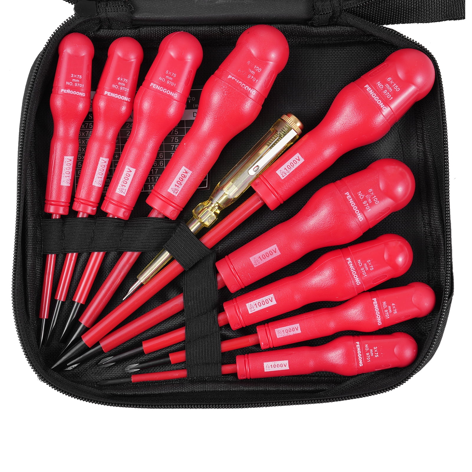 PENGGONG Insulated Screwdriver Set 1000V Insulated Electrician Screwdriver with 4 Phillips Screwdrivers and 5 Slotted Screwdrivers Non-Slip Handle All-in-One Premium Professional Screwdriver Set with
