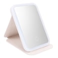 thumbnail image 1 of Foldable Makeup Mirror with LED Lights, Stepless Dimming Portable Mirror for Makeup with Brightness and Color Temperature Adjustable, Triangle Support for Stability, 1 of 7