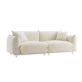 thumbnail image 2 of Comfy Teddy Fleece Love Seat Couch with Extra Deep Seats, 3 Seater Sofa with 2 Pillows and Metal Legs for Living Room, Bedroom, Beige, 2 of 7